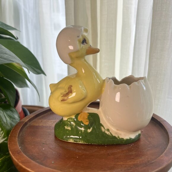 Vintage Ceramic Duck Planter | Easter Decor | Cottagecore Animal Figurine - Picture 2 of 5